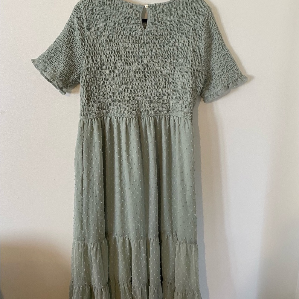 Polagram Green Textured Midi Dress - Picture 3 of 5